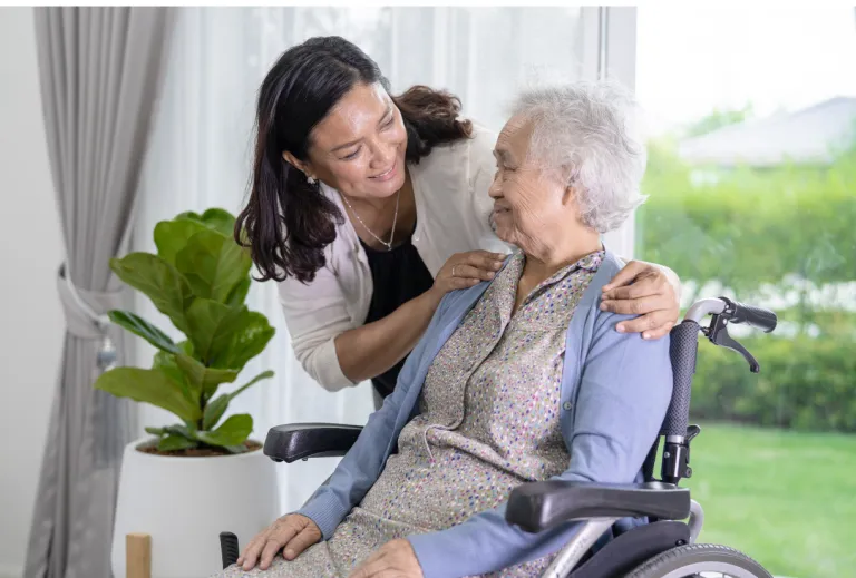 Team member checking in on a resident.