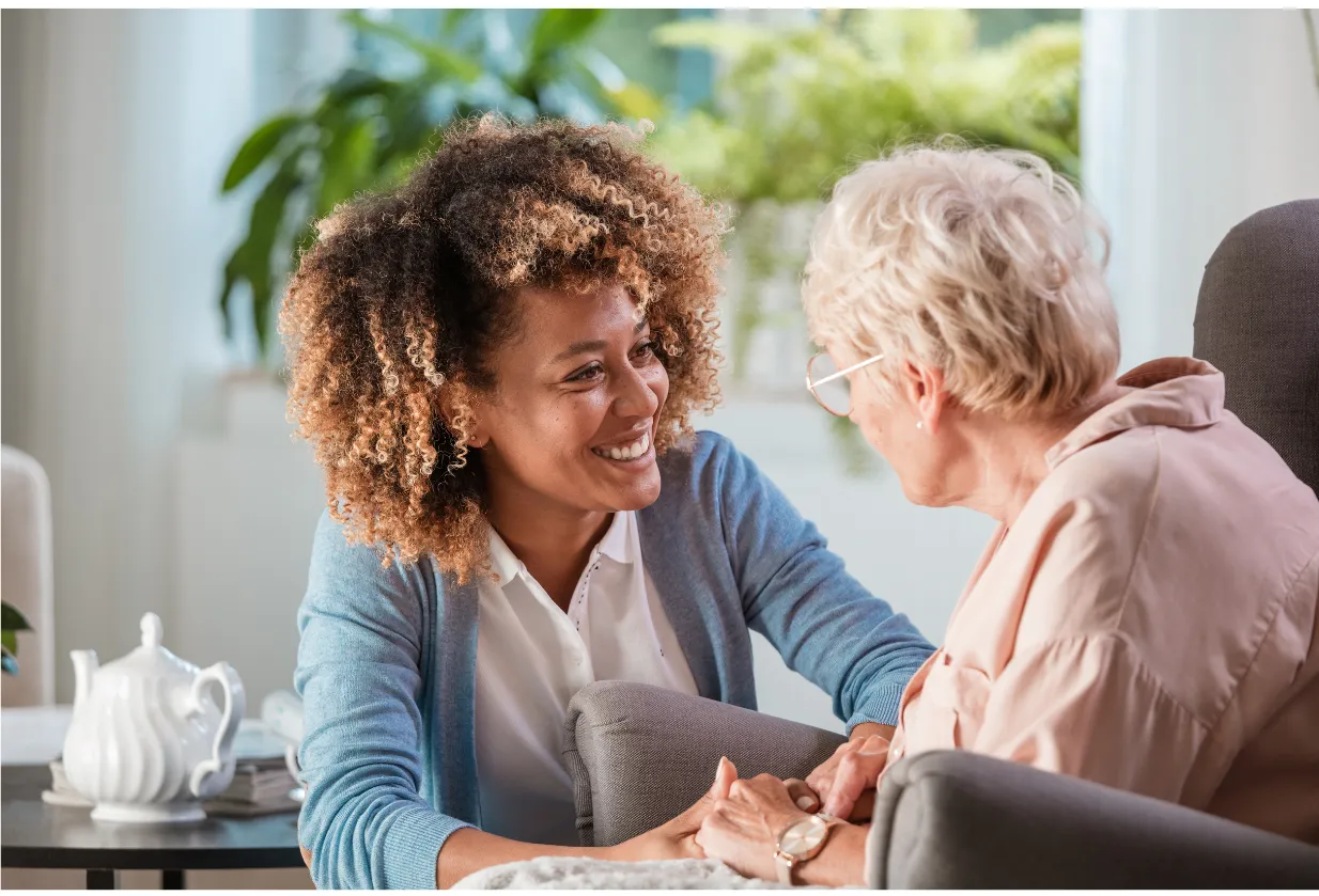 Team member talking with a resident.